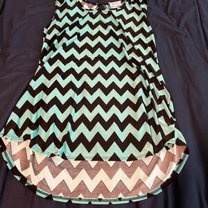 Star Vixen Chevron Sleeveless Top - Black and Teal